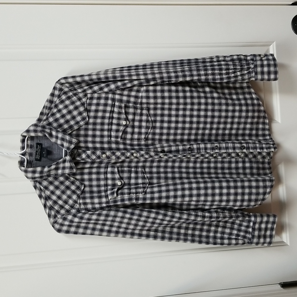 Lucky Brand Black and White Plaid Button Down Shirt